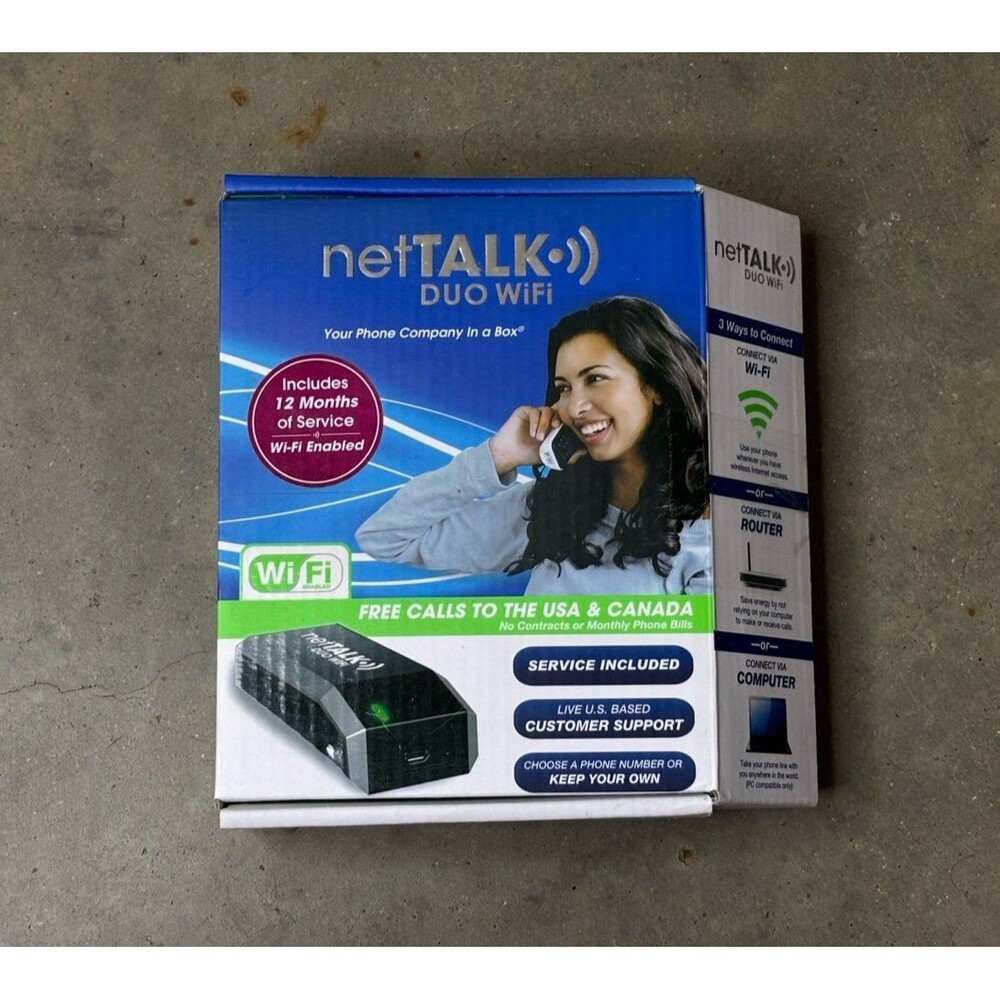 netTalk DUO WiFi VoIP Phone Adapter & Device New OPEN BOX Complete